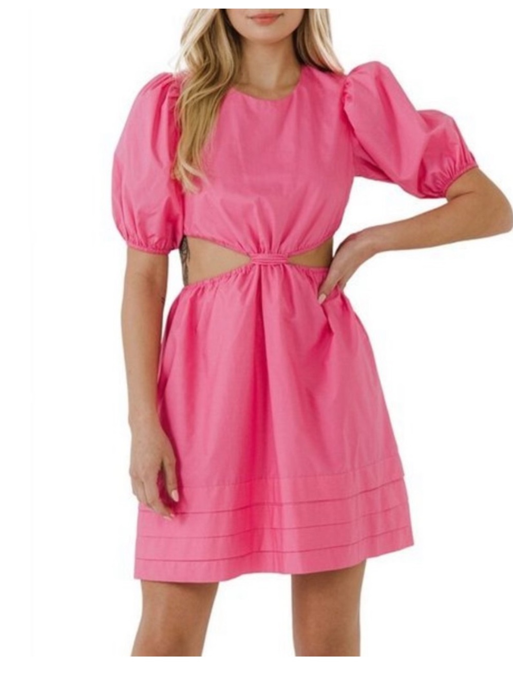 English Factory cut-out mini‎ dress with puff sleeves